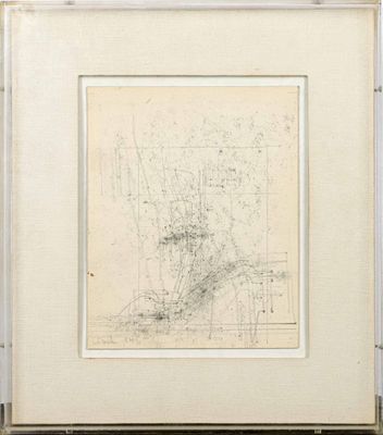 an old drawing of a map in a frame on a table
