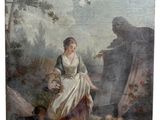 an image of a painting of a woman and a man in a wooded setting