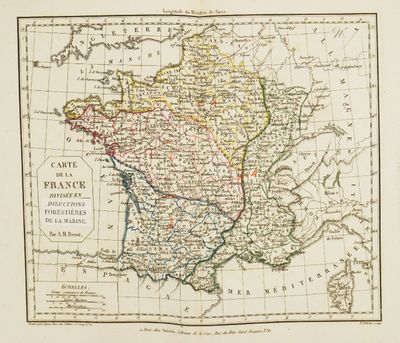une vieille carte de la France indiquant les frontières des pays