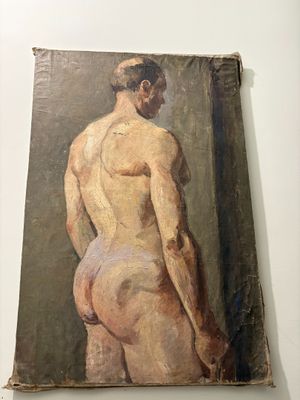 an image of a painting of a naked man on a wall