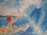 affiche du film « Ride Your Wave », sur laquelle figurent un jeune homme et une jeune femme sur une planche de surf