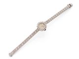 an art deco diamond wrist watch, by cartier