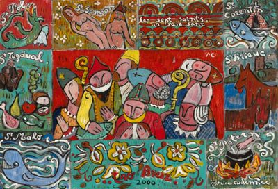 an image of a painting of a group of people in different colors