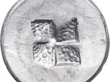an old silver coin with a picture of a man and a woman on it