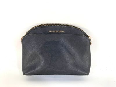 michael korsh black leather cosmetic case