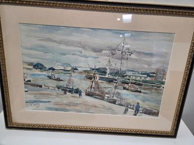 Henri NOURRY (1902-1978) Port Breton aquarelle sur papier