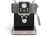 une image d'une machine à café noire sur fond blanc