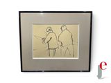 dessin représentant deux hommes debout l'un à côté de l'autre sur un mur