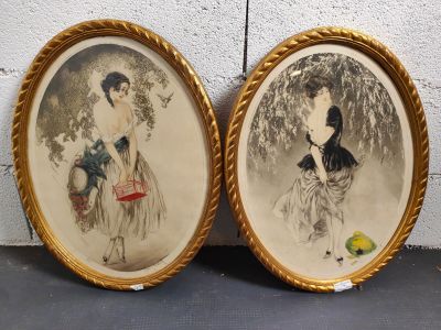 Louis ICART : "Élégante à la cruche cassée" et "Elégante à l…