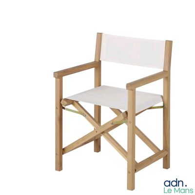 une chaise blanche avec une structure en bois et une assise blanche