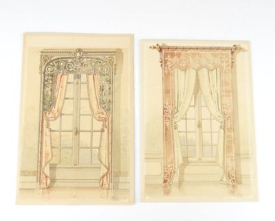 une paire de cartes postales anciennes représentant une fenêtre et une porte