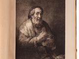 an old book with a picture of an old man holding a cane