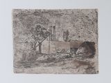 an image of a drawing of a house in a field