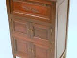 a small chest of drawers on a white background