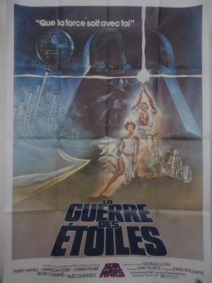 une vieille affiche de cinéma représentant une scène de « Star Wars » avec Dark Vador et Dark Vador