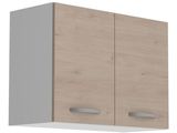 un gros plan d'une armoire en bois à deux portes