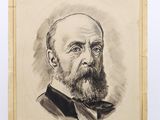 a drawing of a man with a beard and a bow tie