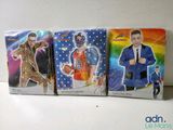 three cards with a picture of a man in a suit and a woman in a dress and a man in a suit and a woman in a dress