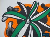 a picture of a painting of a flower on the wall