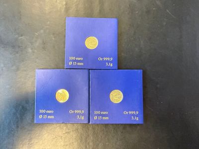 MONNAIE DE PARIS 3 pièces de 100€ en or 999.9°/°°