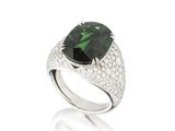 Bague en tourmaline verte et diamant