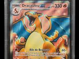 a close up of a pokemon card on a black background