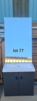Lot de 1 meuble de salle de bain avec miroir et vasque intég…