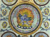 an image of a painting of a circle with many different designs on it