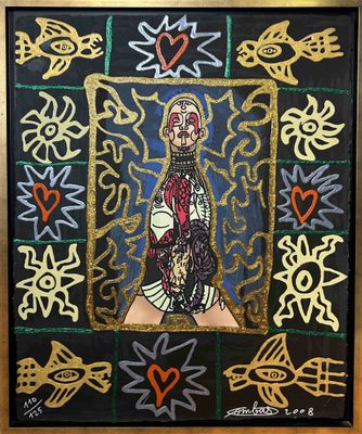 une image d'un tableau représentant une femme tenant un bébé dans ses bras