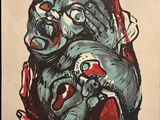 une image représentant un dessin d'une tête de zombie sur une feuille de papier