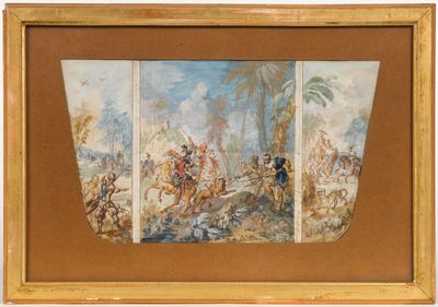 an image of a painting of a group of men riding horses