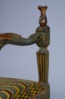 Paire de banquettes en bois sculpté, mouluré et peint en ble… (photo 3)