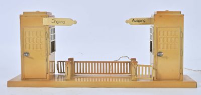 a small wooden bench with a sign on it