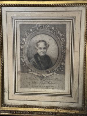 Portrait de Mme ESNAULT PELTERIE née BAYART, estampe encadré…