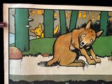 a picture of a picture of a dog playing with a tennis ball