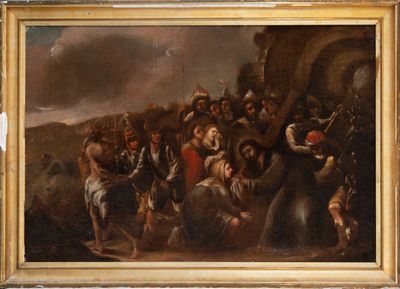 an image of a painting of a group of people on horseback