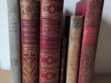 plusieurs vieux livres sont alignés sur une table