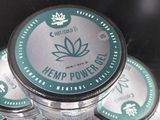 several tins of hemp power bales stacked on top of each other