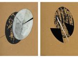two different pictures of a clock on a piece of paper