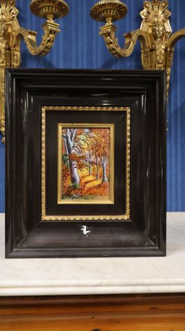 Email de Limoges signé BETOURNÉ « sous-bois » 12 x 9