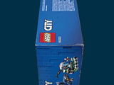 a blue box with a lego figure inside of it