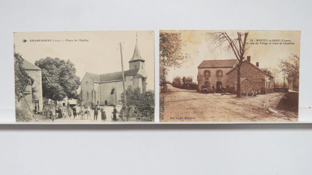 Champagnat   : Lot de 2cpa : Place de l’Église (carte rare !!!) +...