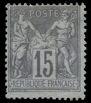a black and white photo of a stamp with the number 15 on it