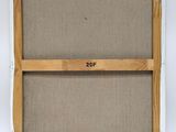 a painting of a white frame with a brown background and a number on it