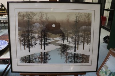 a picture of a picture of a snowy landscape in a frame