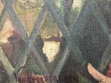 a painting of a man and a cow in a field