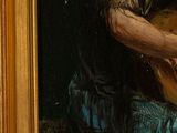 a painting of a man playing a guitar in a room