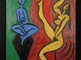 une image représentant un tableau où l'on voit un homme et une femme posés sur une table