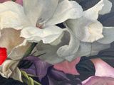 a painting of flowers in a vase on a table