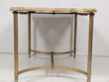an image of a small table with a marble top on a white floor